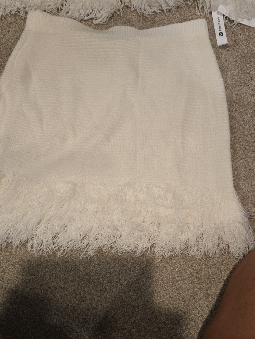 Cream Cotton-Trim Knit Skirt - Women's - Picture 2 of 5